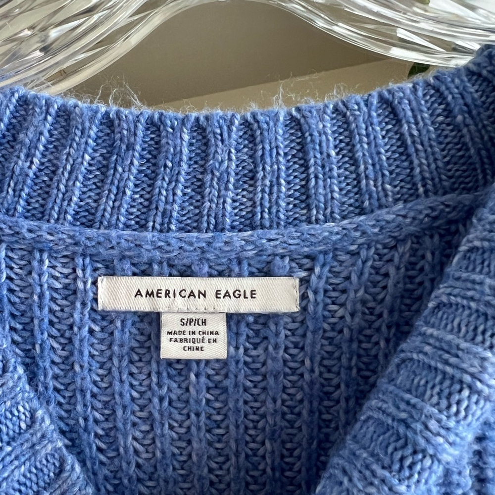 American Eagle Blue Oversized Rib-Knit Women's Sweater - Picture 3 of 4